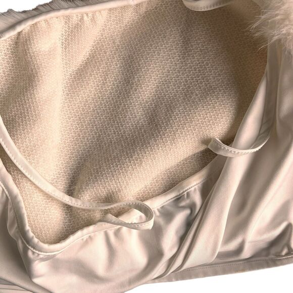 Ivory Faux Fur Cami Off White Tank Women's Medium Fuzzy Festival Winter Party - Picture 5 of 9